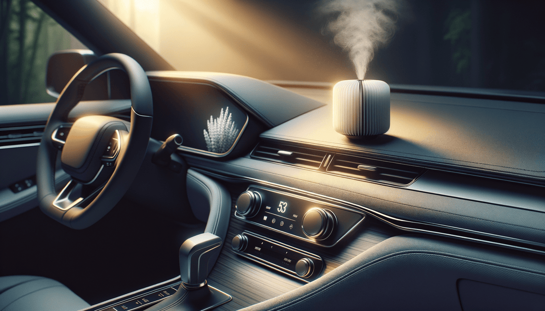 modern car interior with air purifier and diffuser in soft natural light
