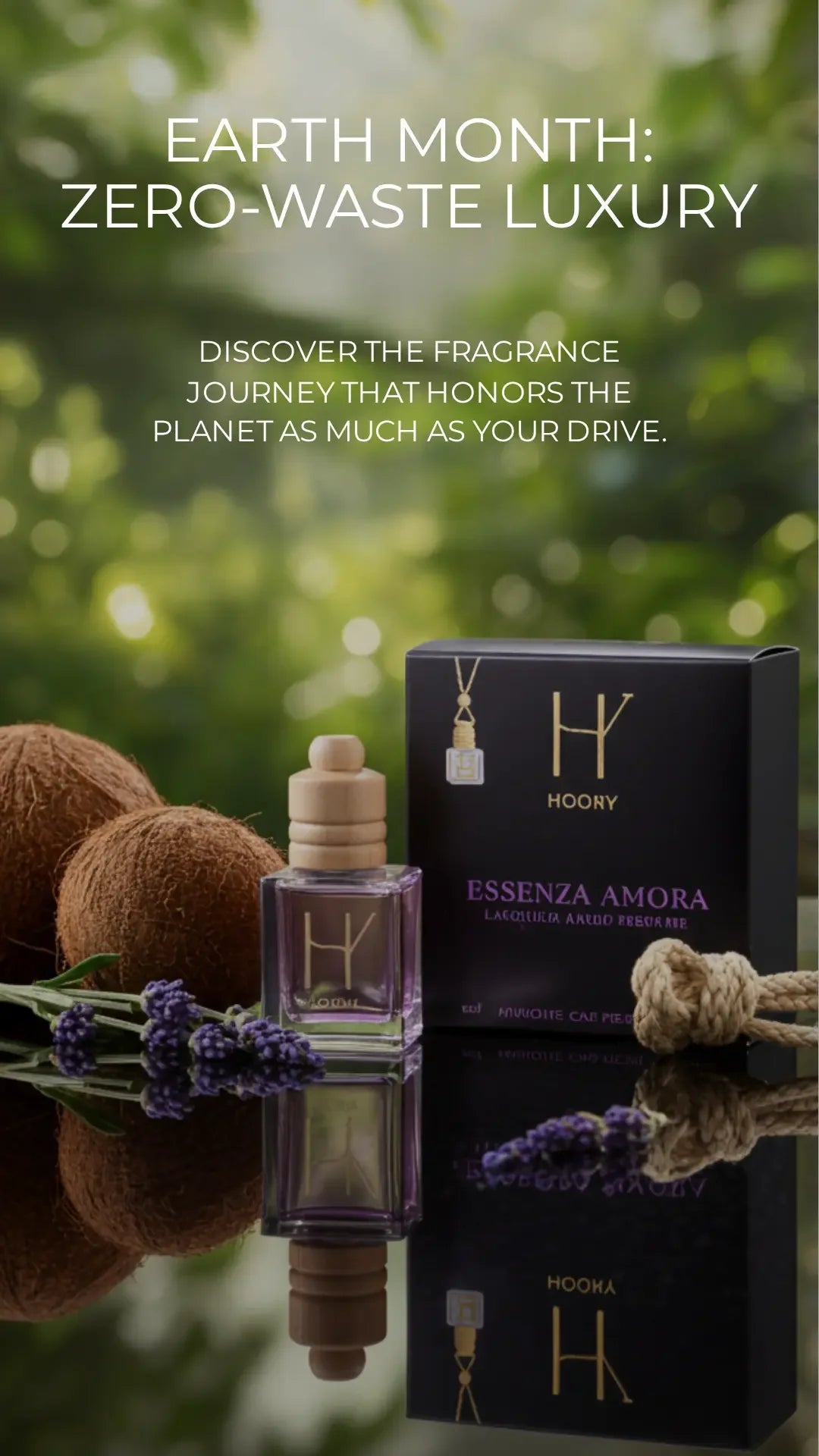 Essenza Amora premium lavender car air freshener glass diffuser for car interior