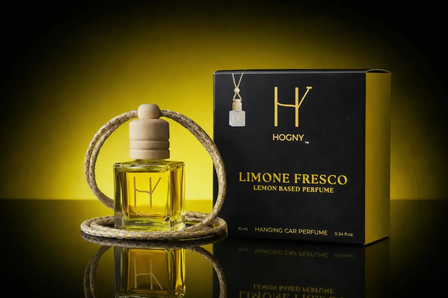 Limoné Fresco luxury hanging car perfume diffuser with citrus fragrance and premium box