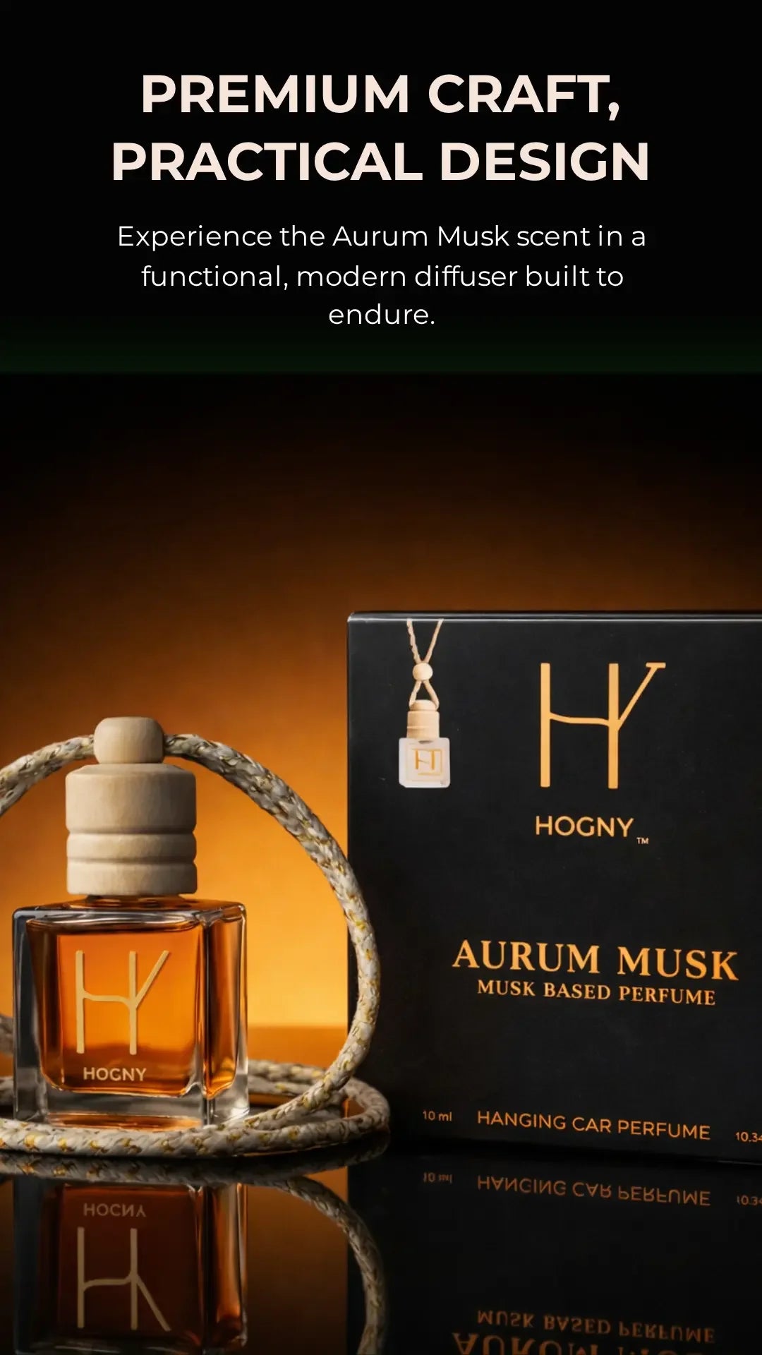 musk based hanging car fragrance diffuser bottle by hogny
