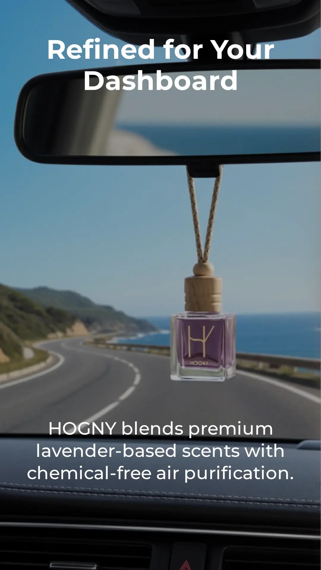 Essenza Amora alcohol free lavender car freshener diffuser bottle design