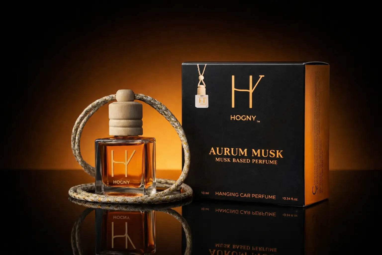 aurum musk hanging car perfume diffuser with luxury packaging