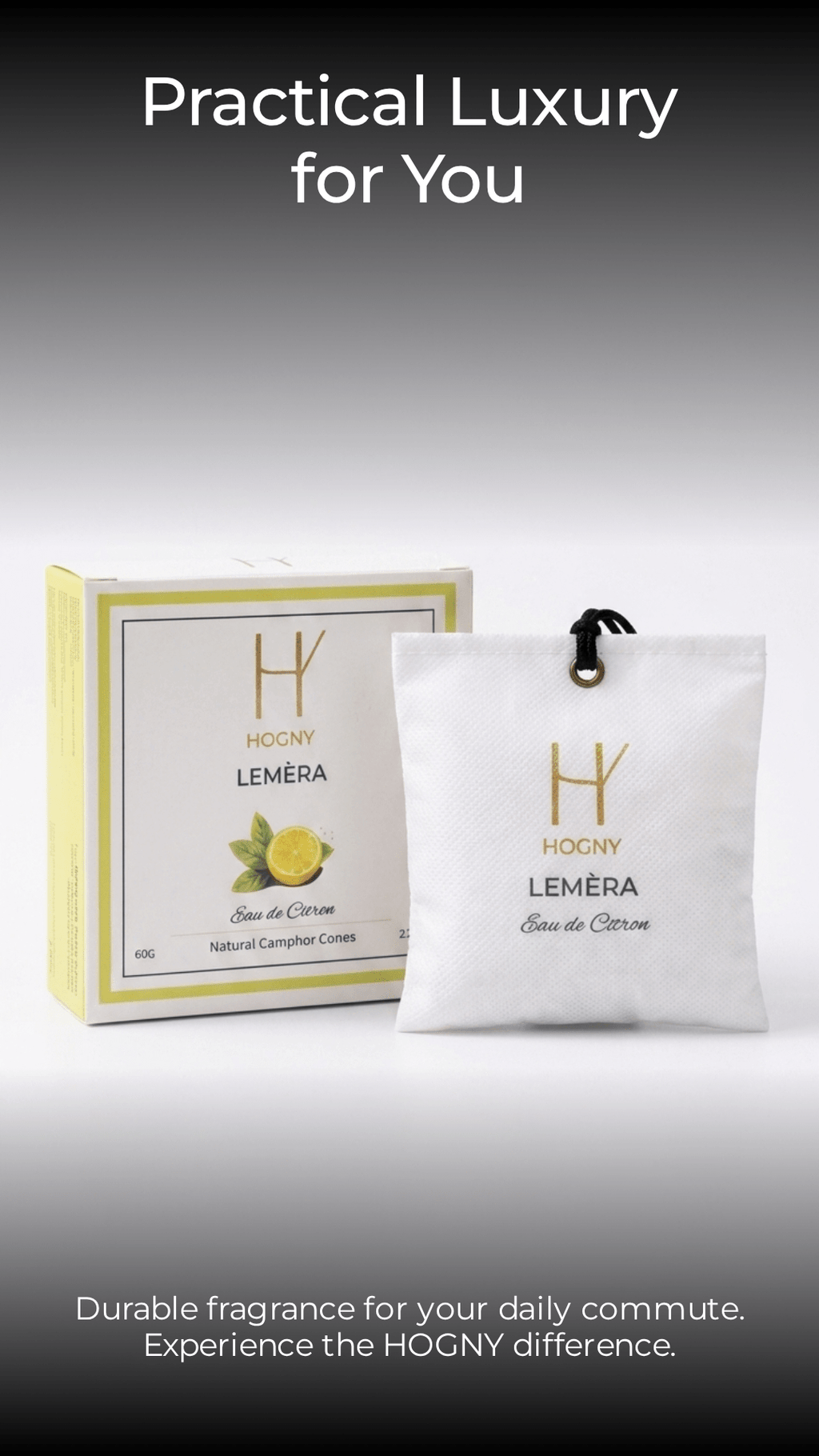 Camphor Practical luxury in car to be used as car air freshener with fragrance of lemon which is made by hogny.