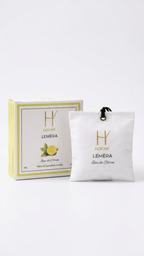 Hogny Lemon based camphor car perfume with white background.