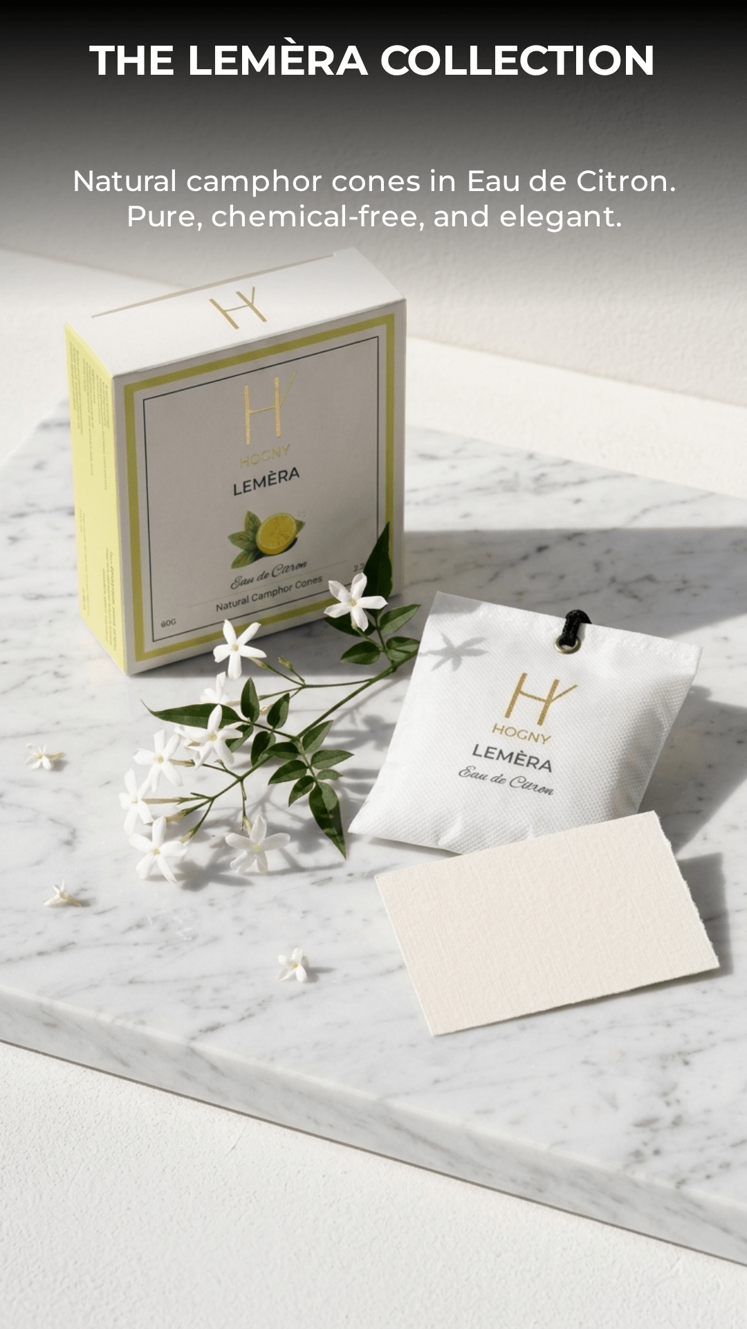 The Lemera Collection Hogny's natural citrus car perfume with presence of minimal and elegant design.