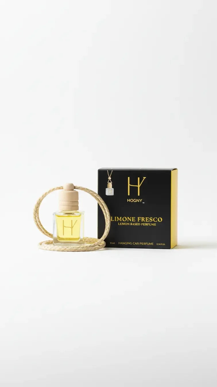 Limoné Fresco luxury citrus car air freshener diffuser with glass bottle and box