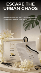 Escape the chaos by using natural camphor vanilla based car perfume vanea and removing the unpleasant odor.
